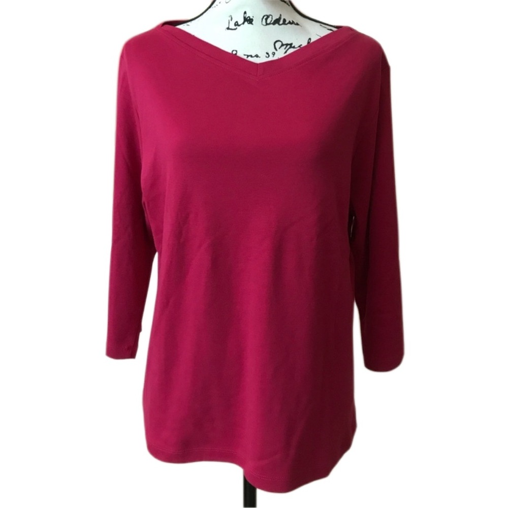 Coldwater Creek Fuchsia V-Neck Top